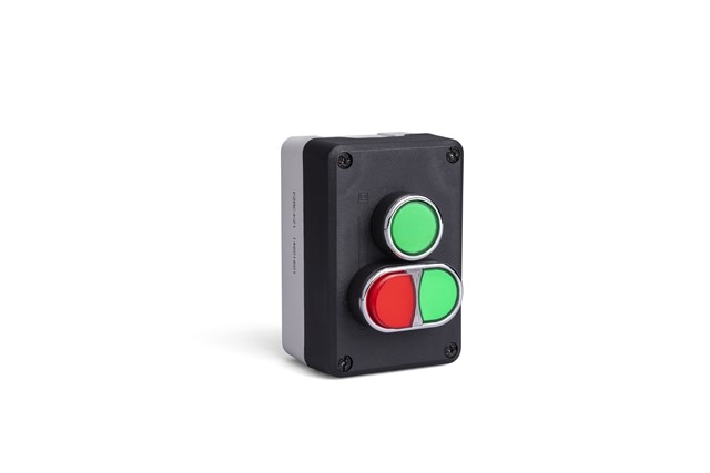 P Series Plastic 2 Holes BDK21KY + BDDY+ 2*C3BK (NO) + C4BK (NC) Black-Grey Control Box